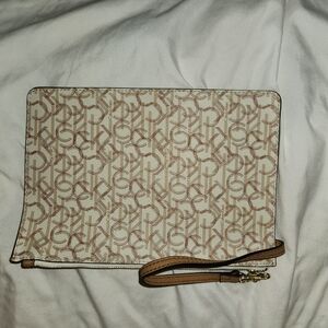 Calvin Klein Beige Monogram Clutch